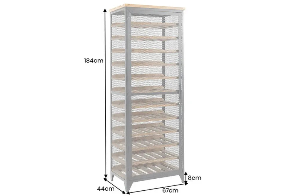 Dulap de vinuri din Lemn de brad Maro si Metal Negru L67xH184cm BODEGA