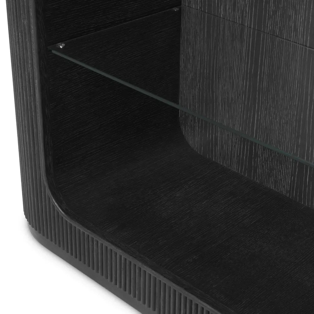 Biblioteca din Sticla Transparent si Furnir de stejar Gri carbune L130xH212cm Bogota Eichholtz
