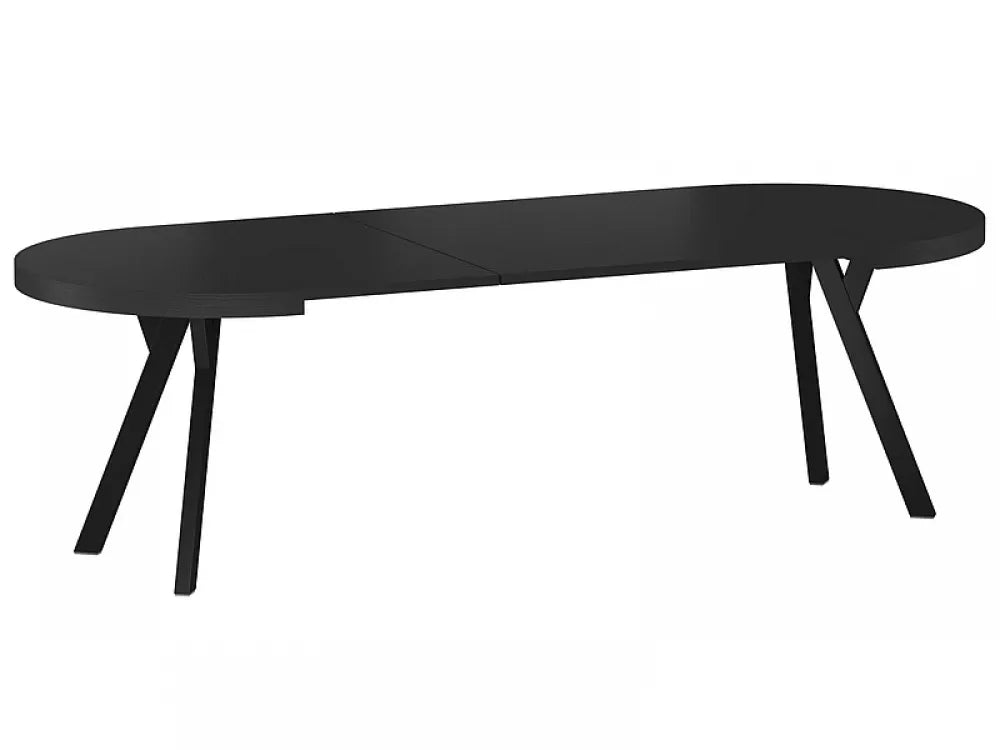 Masa extensibila din Furnir de stejar Negru si Metal Negru L100-250xH76cm Domingo
