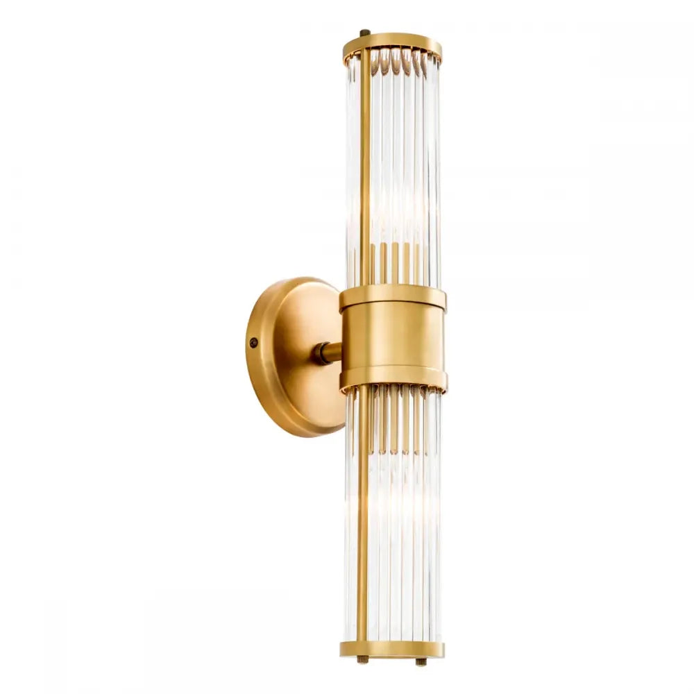 Aplica de perete din Metal Alama si Sticla Transparent H46.5xL12cm Claridges Double Eichholtz