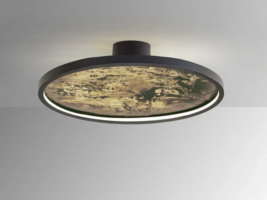 Aplica de perete din Metal Negru si Ardezie Multicolor H61xD61cm Stone