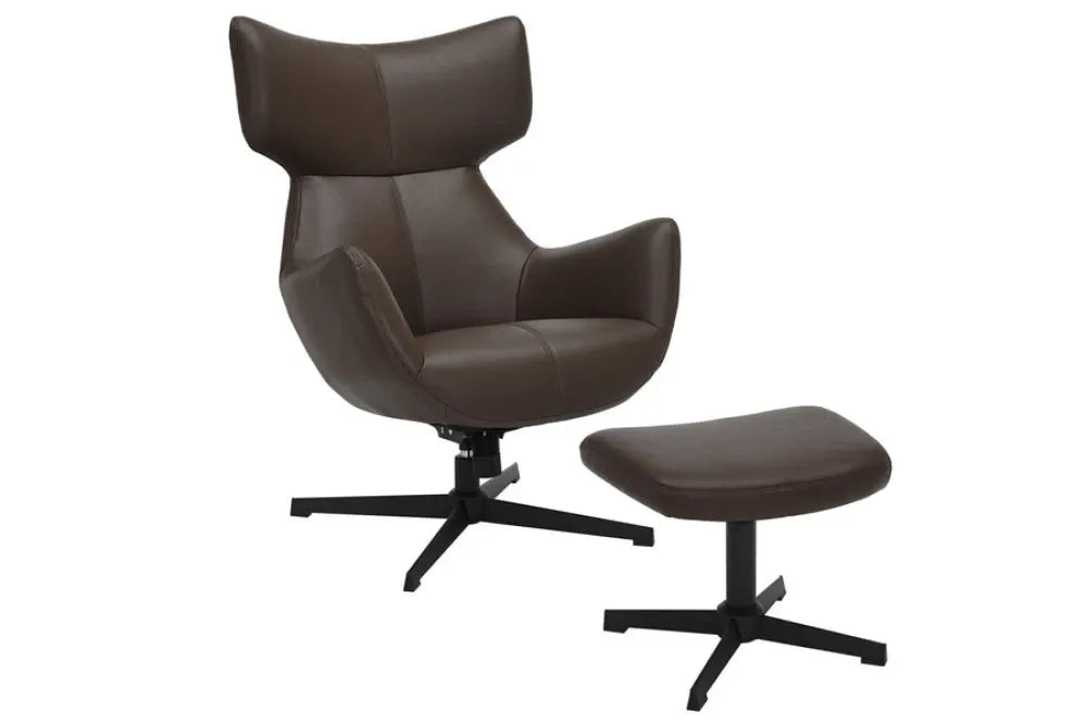 Fotoliu din Piele artificiala Maro si Metal Negru Hx103Lx75xA78cm Vogue