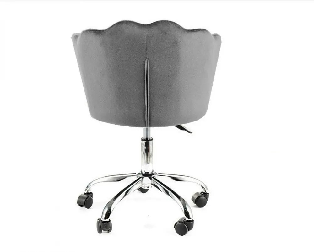 Scaun de birou cu inaltime reglabila tapitat cu Catifea Gri cu picioare din Metal Argintiu H74-84xL56xA41cm Rose