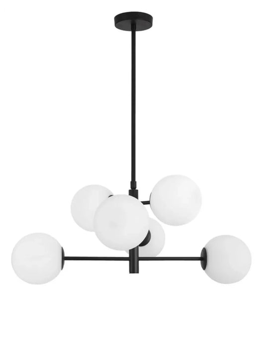 Lustra structura din Metal Negru si abajur din Sticla Alb H120xL70cm IP20 IMPERO