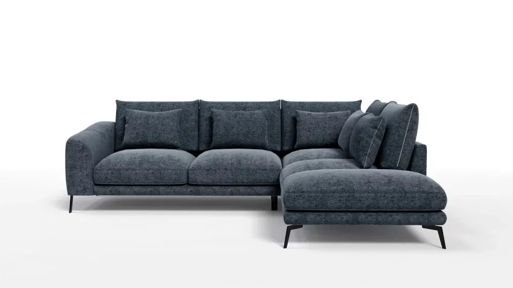 Coltar in forma de L tapitat cu Chenille Albastru Sajma 12 L292x228cm Aspen