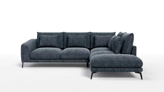Coltar in forma de L tapitat cu Chenille Albastru Sajma 12 L292x228cm Aspen