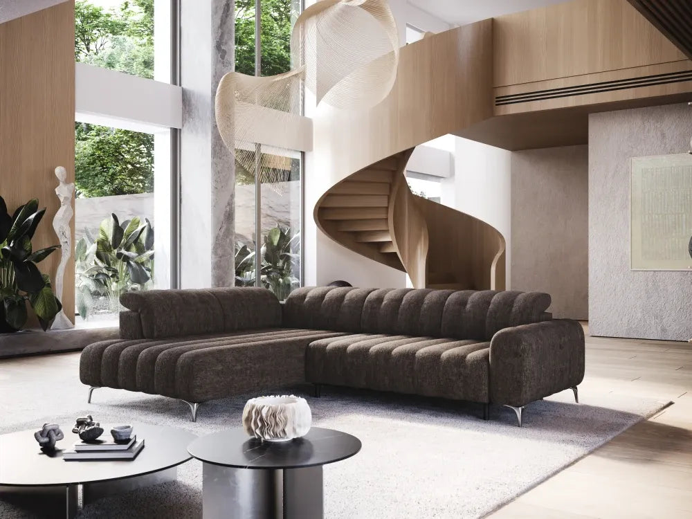 Coltar extensibil electric tapitat cu Stofa Maro Padova II