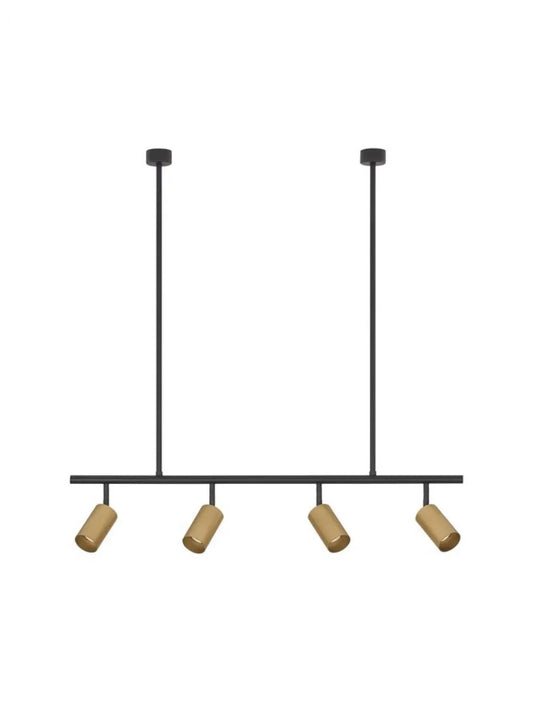 Lustra structura din Aluminiu Negru si abajur din Aluminiu Auriu H87.5xL96cm IP20 POGNO