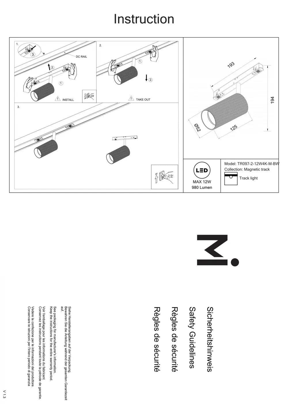 Spot pentru sina Exility din Aluminiu Negru/alb H12.5xL19.4cm 12W 980lm 4000k Artisan