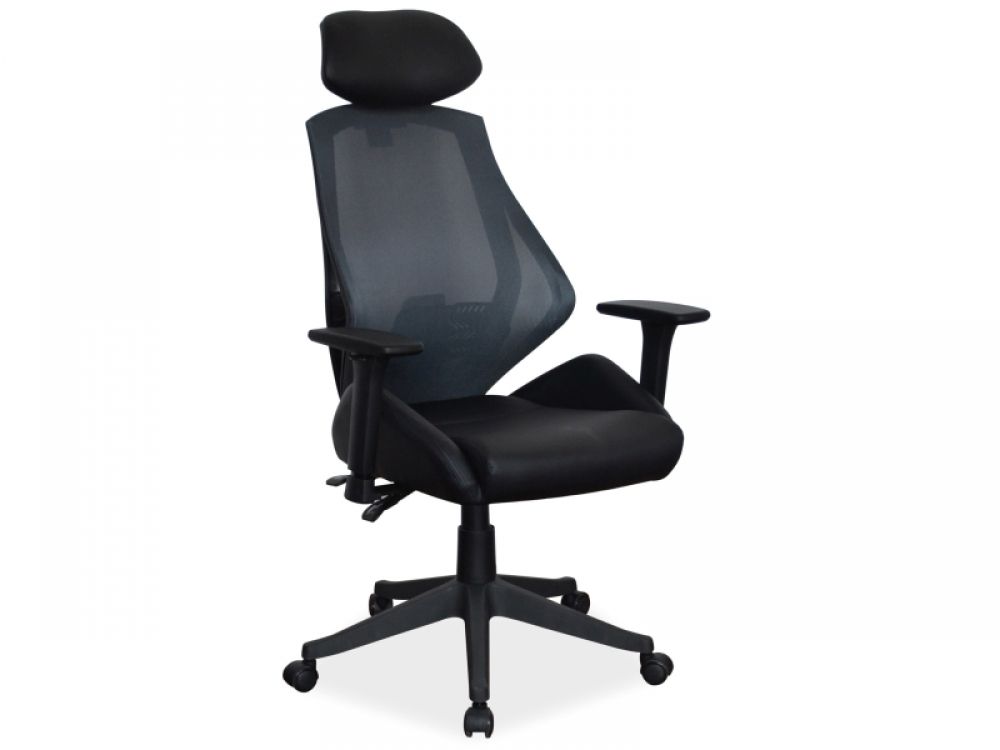 Scaun de birou reglabil din Piele ecologica si Metal  Negru H117-127xL63xA51cm Q406