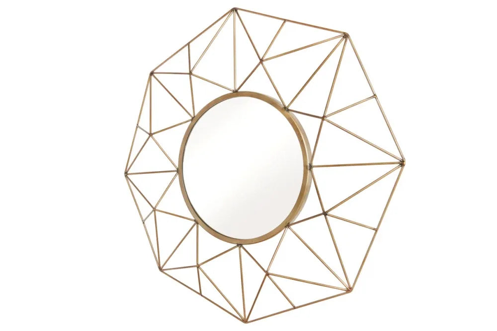 Oglinda cu rama din Metal Alama D90cm Diamond