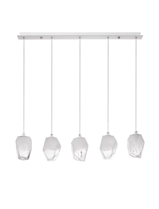Lustra structura din Metal Alb si abajur din Sticla Alb H180xL84cm IP20 ICE