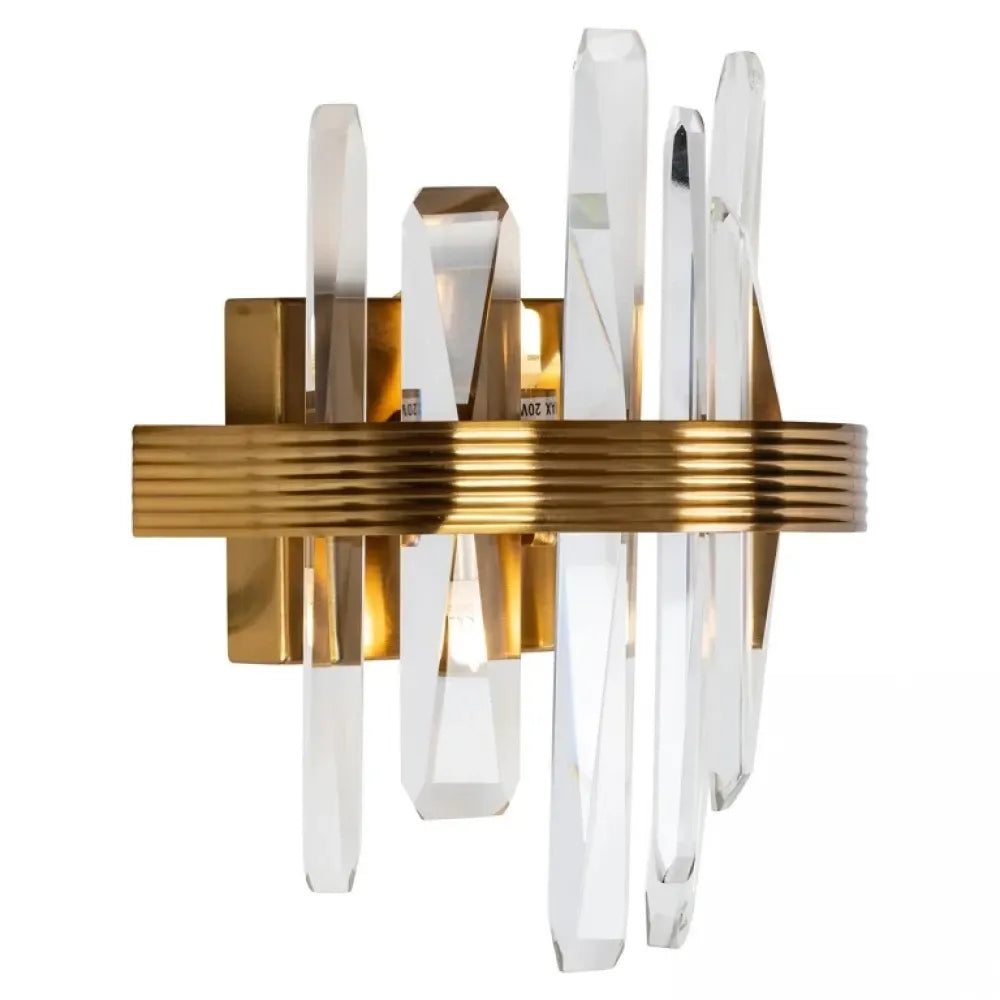 Aplica de perete din Metal Auriu si Cristal Transparent H30xL28cm Brigh Richmond Interiors