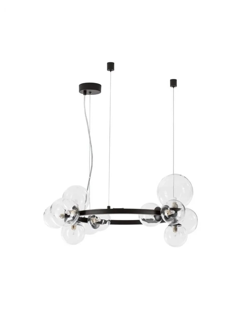 Lustra structura din Metal Negru si abajur din Sticla Transparent H120xL65cm IP20 ODILLIA