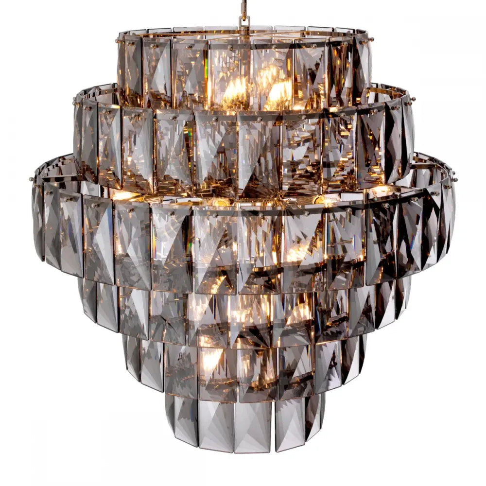 Candelabru din Metal Argintiu si Cristal Fumuriu H80xD80cm Amazone L Eichholtz