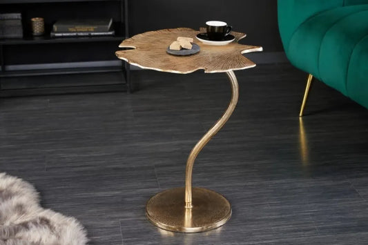Masuta laterala Asimetrica din Metal Auriu L46xH53cm Ginkgo