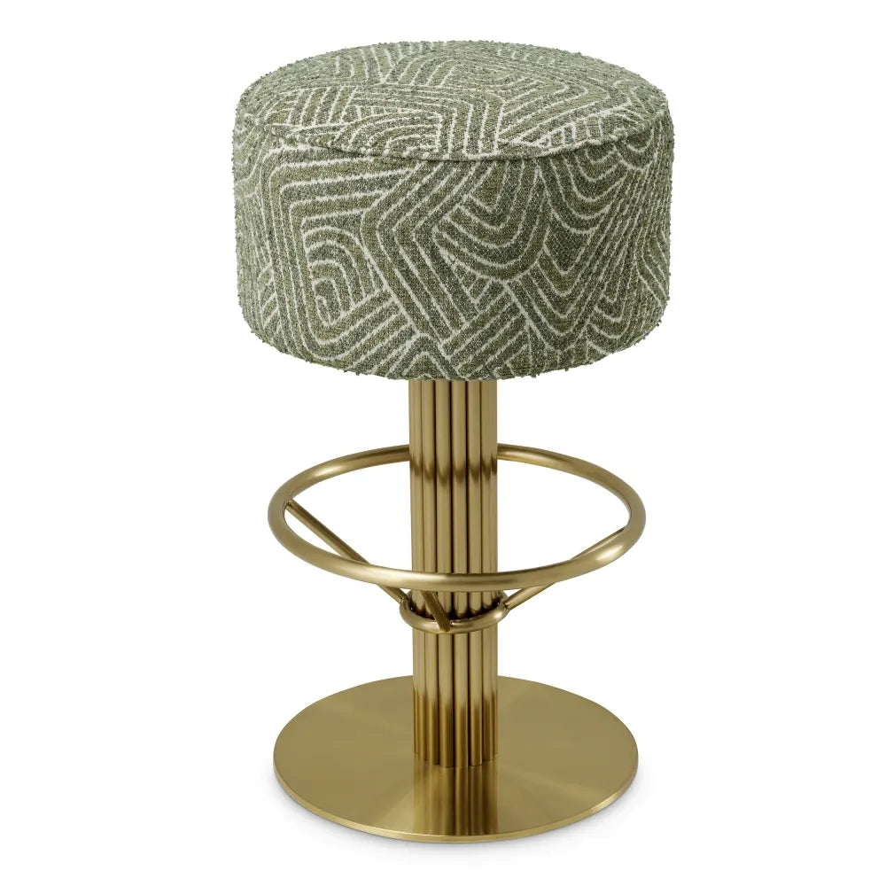 Scaun de bar rotativ tapitat cu Stofa Verde D45.5xH78cm Carleton Eichholtz