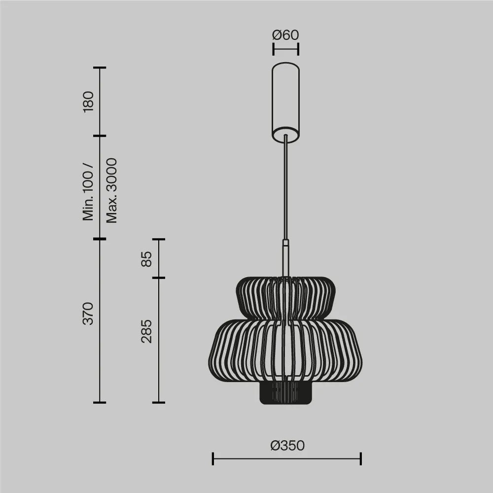 Pendul din Metal Negru si Lemn Bej H355xD35cm Namiki