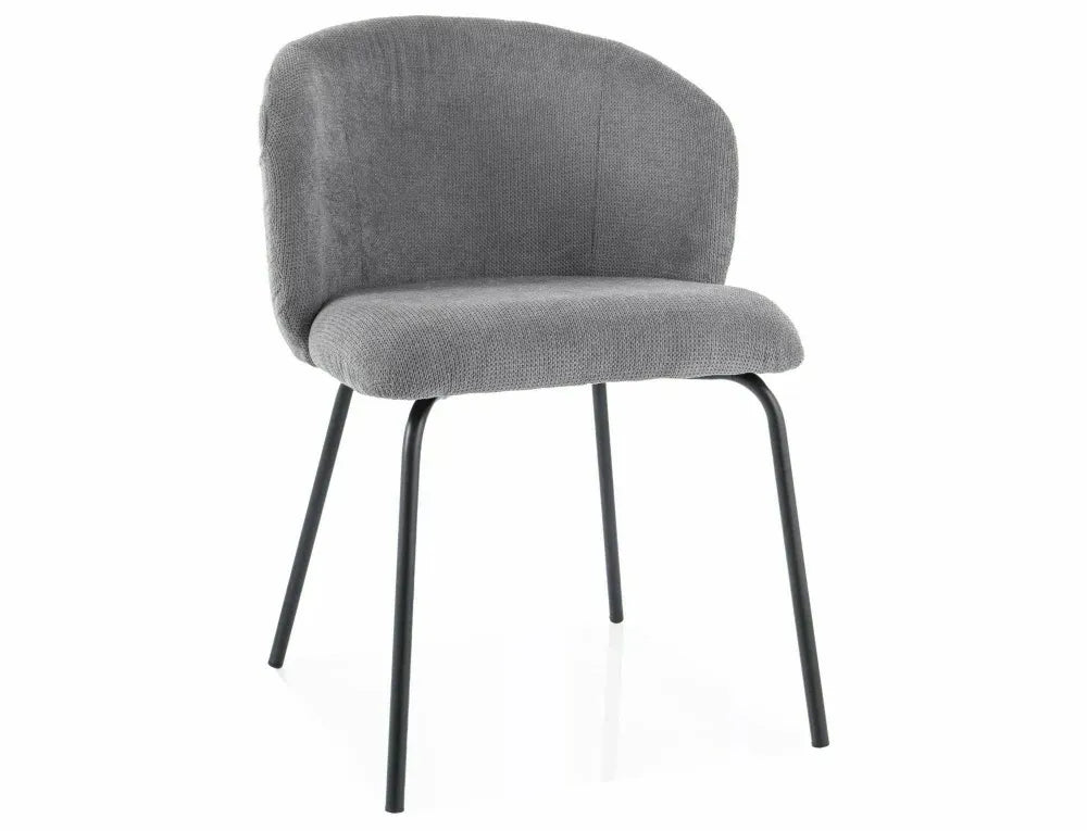 Set 2 scaune tapitat cu Stofa Vardo Gri cu picioare din Metal Negru H79xL57xA44cm Kevin
