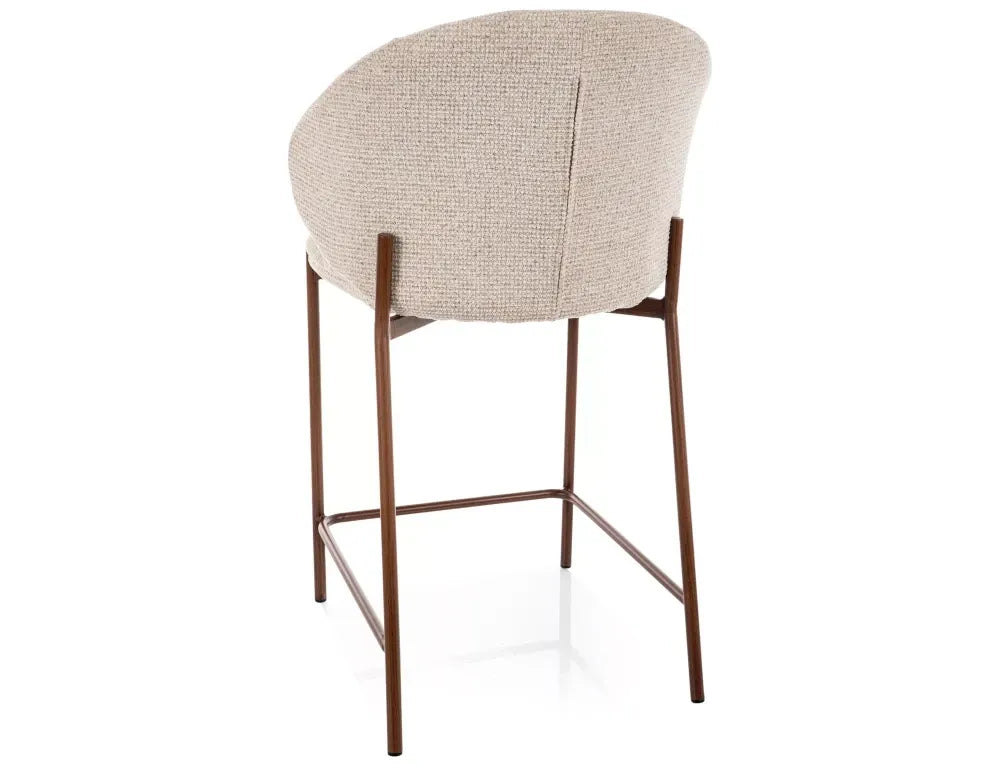 Scaun de insula din Stofa Bej deschis si Metal Maro H90xL54xA56cm Kioto