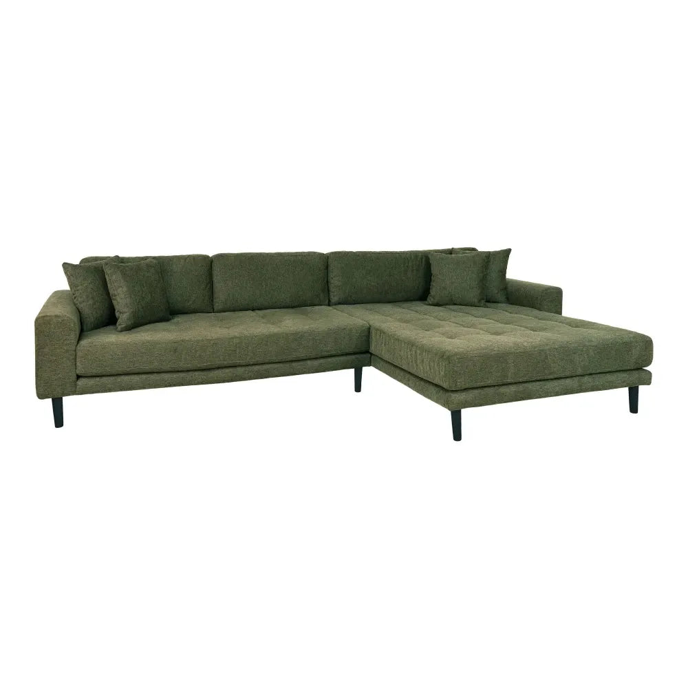 Coltar orientare dreapta cu picioare din Lemn de fag Negru tapitat cu Stofa Verde L290xH76cm Lido