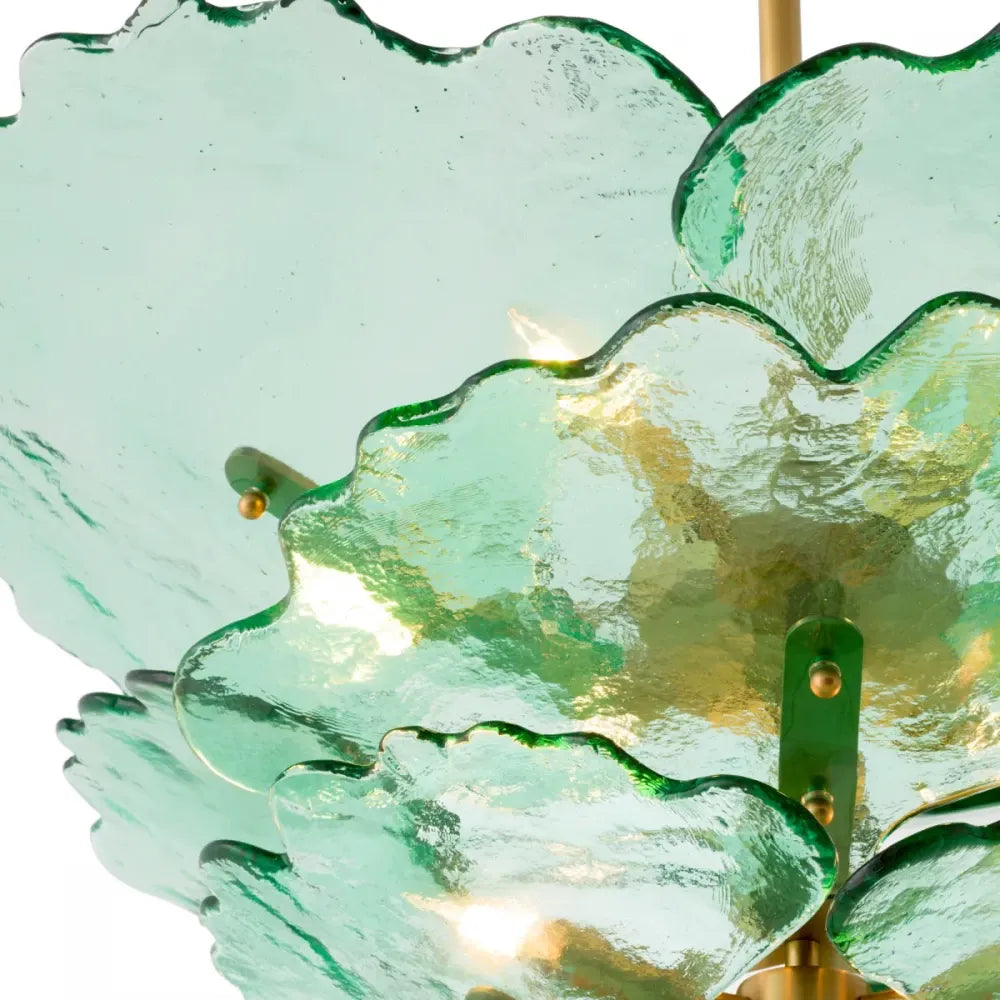 Candelabru din Otel inoxdabil Alama atichizata si Sticla Verde H54xD83cm Florina Eichholtz