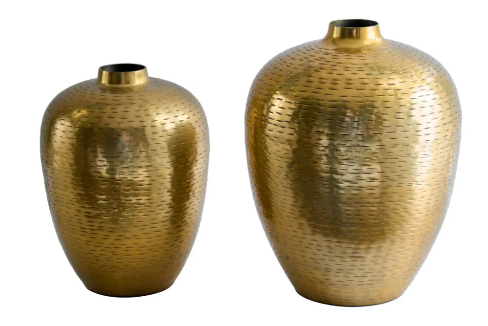 Set 2 vaze decorative din Metal Auriu H27/32xD21/25cm Oriental
