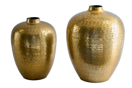 Set 2 vaze decorative din Metal Auriu H27/32xD21/25cm Oriental