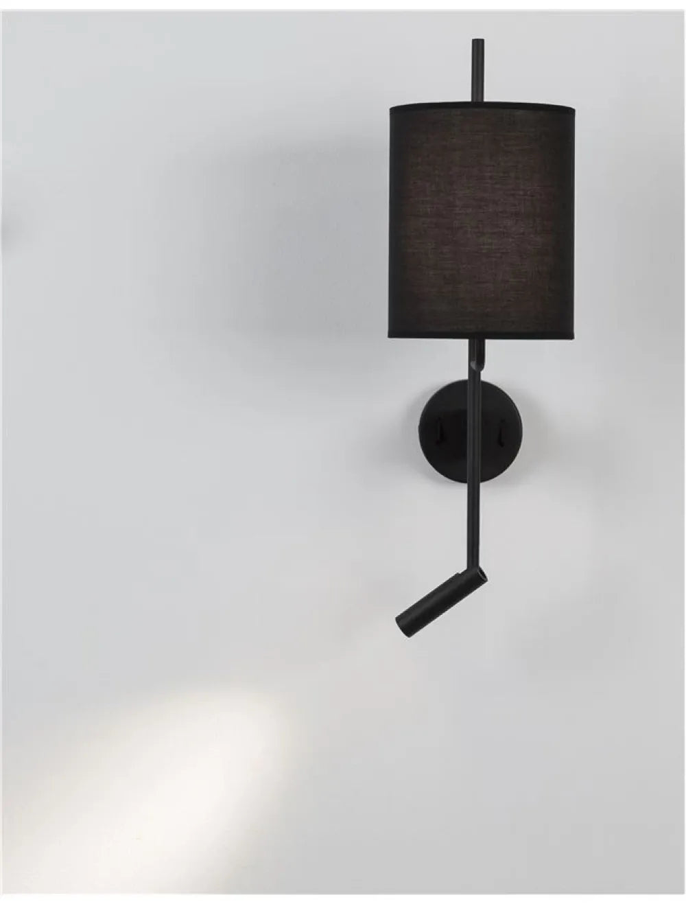Aplica de perete structura din Aluminiu Negru si abajur din Textil Negru H57.5xL18cm IP20 15W 210lm 3000k YAMA