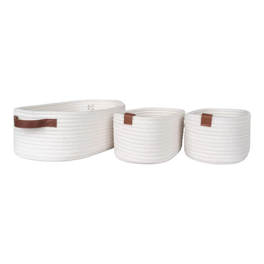 Set 3 cosuri depozitare din Bumbac Alb H11/11/13xL16/16/25cm Jarana