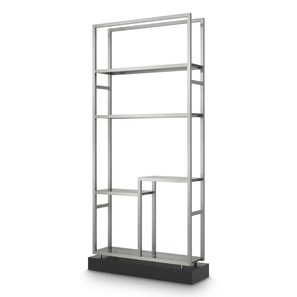 Etajera din Sticla Fumuriu si Metal Argintiu L35xH240.5cm Corrado II Eichholtz