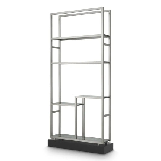 Etajera din Sticla Fumuriu si Metal Argintiu L35xH240.5cm Corrado II Eichholtz