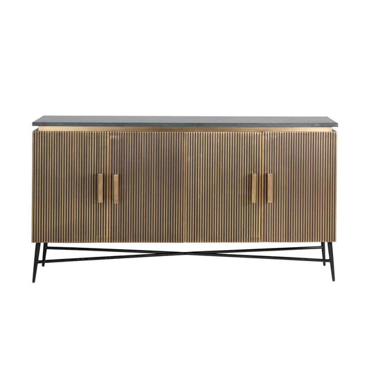 Comoda din marmura si MDF Negru/Auriu L160xH86cm Ironville Richmond Interiors