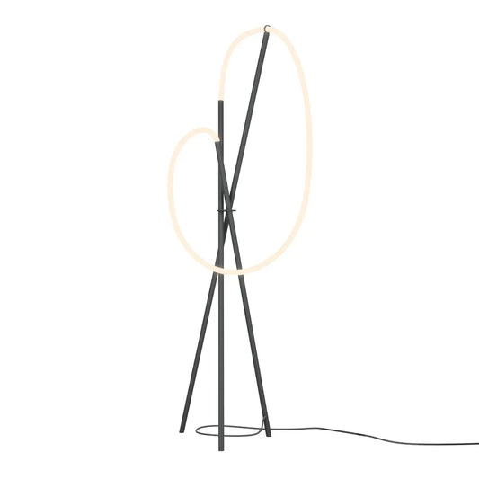 Lampa podea din Aluminiu Negru si Silicon Alb H162xL45cm Crochet