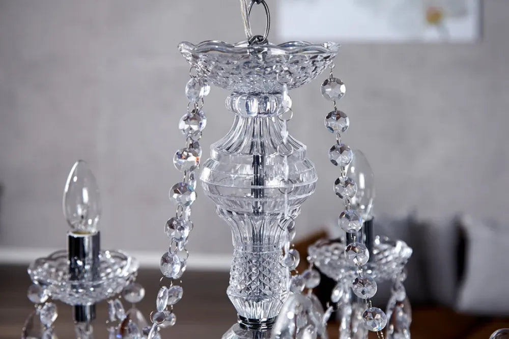 Candelabru din Metal Argintiu si Acrilic Transparent D53xH54cm Diamonds