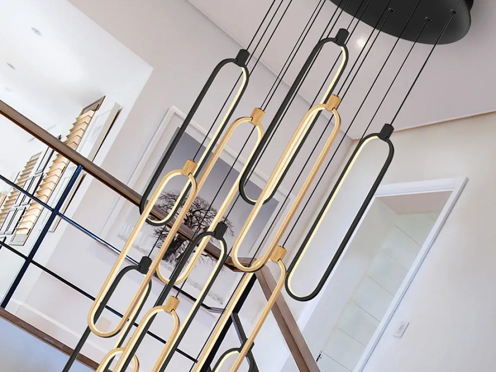 Lustra din Aluminiu Roz Gold/Negru/Negru D60xH300cm Colette