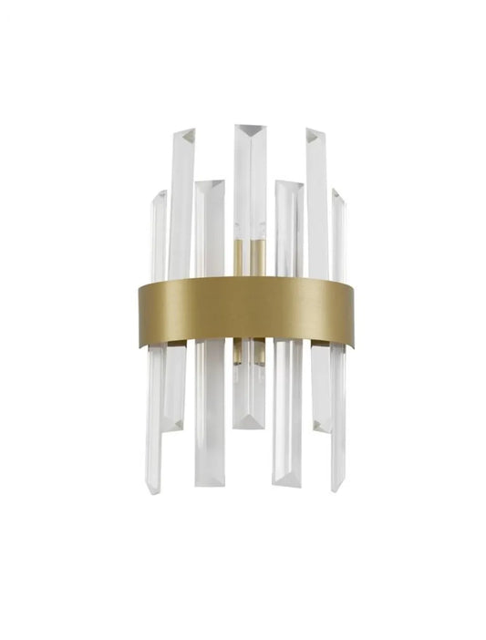 Aplica de perete structura din Metal Auriu si abajur din Cristal Transparent H30xL18cm IP20 CROWN