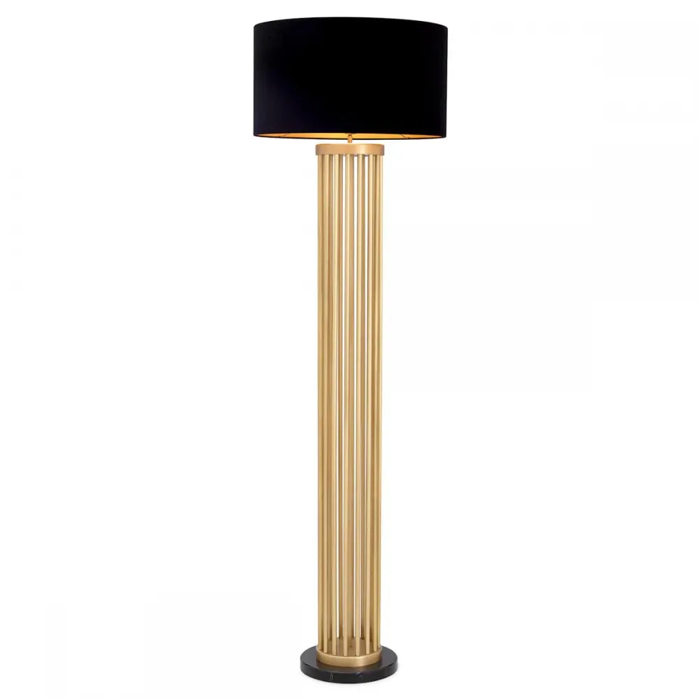 Lampa de podea din Metal/Marmura Alama si Textil Negru H188xD55cm Condo Eichholtz