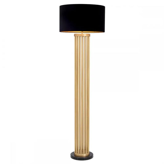 Lampa de podea din Metal/Marmura Alama si Textil Negru H188xD55cm Condo Eichholtz