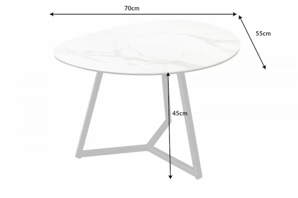 Masuta de cafea Asimetrica din Ceramica Alb si Metal Negru L70xH45cm Marvelous