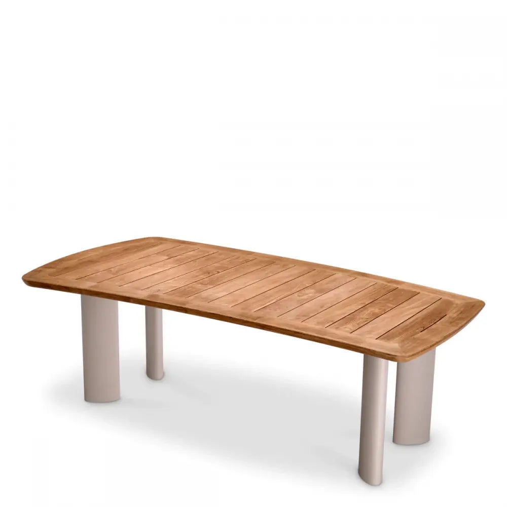 Masa de exterior din Metal Bej si Lemn de tec Maro H76xL230cm Osario Eichholtz