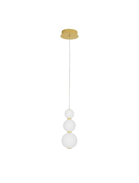 Pendul structura din Metal Auriu si abajur din Sticla Alb H150xL10cm IP20 11W 963lm 3000k PERLA