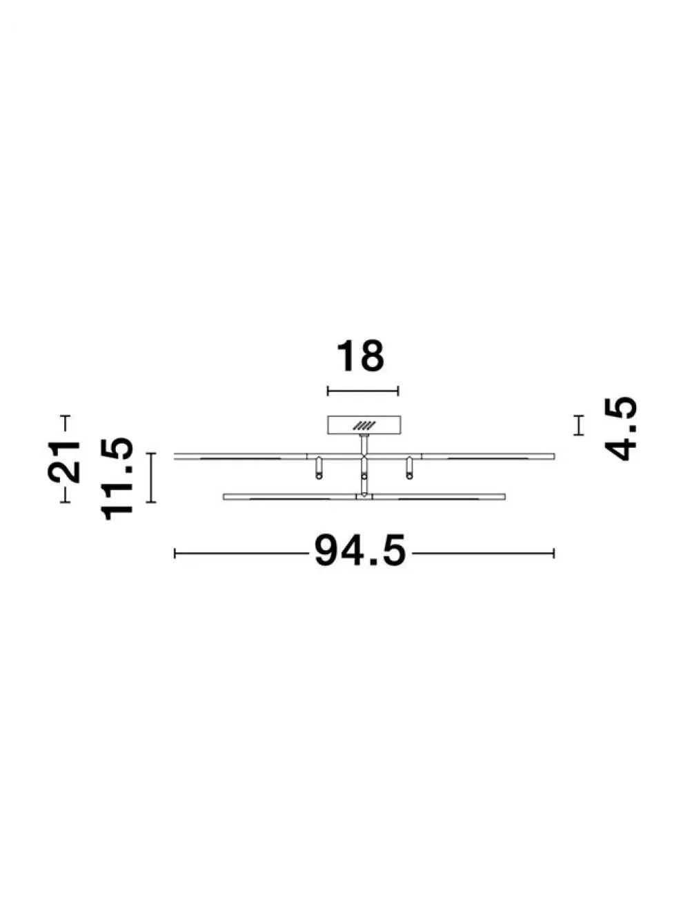 Plafoniera structura din Metal Negru si abajur din Acrilic Alb H21xL94.5cm IP20 59W 4195lm 3000k RACCIO