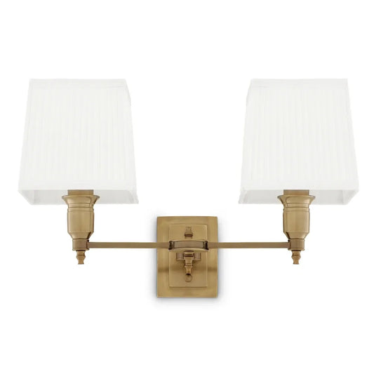 Aplica de perete din Metal Alama si Stofa Alb H27xL40cm Lexington Double Eichholtz