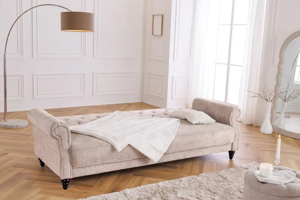 Canapea cu functie pat tapitat cu Stofa boucle Grej L220cm Maison belle