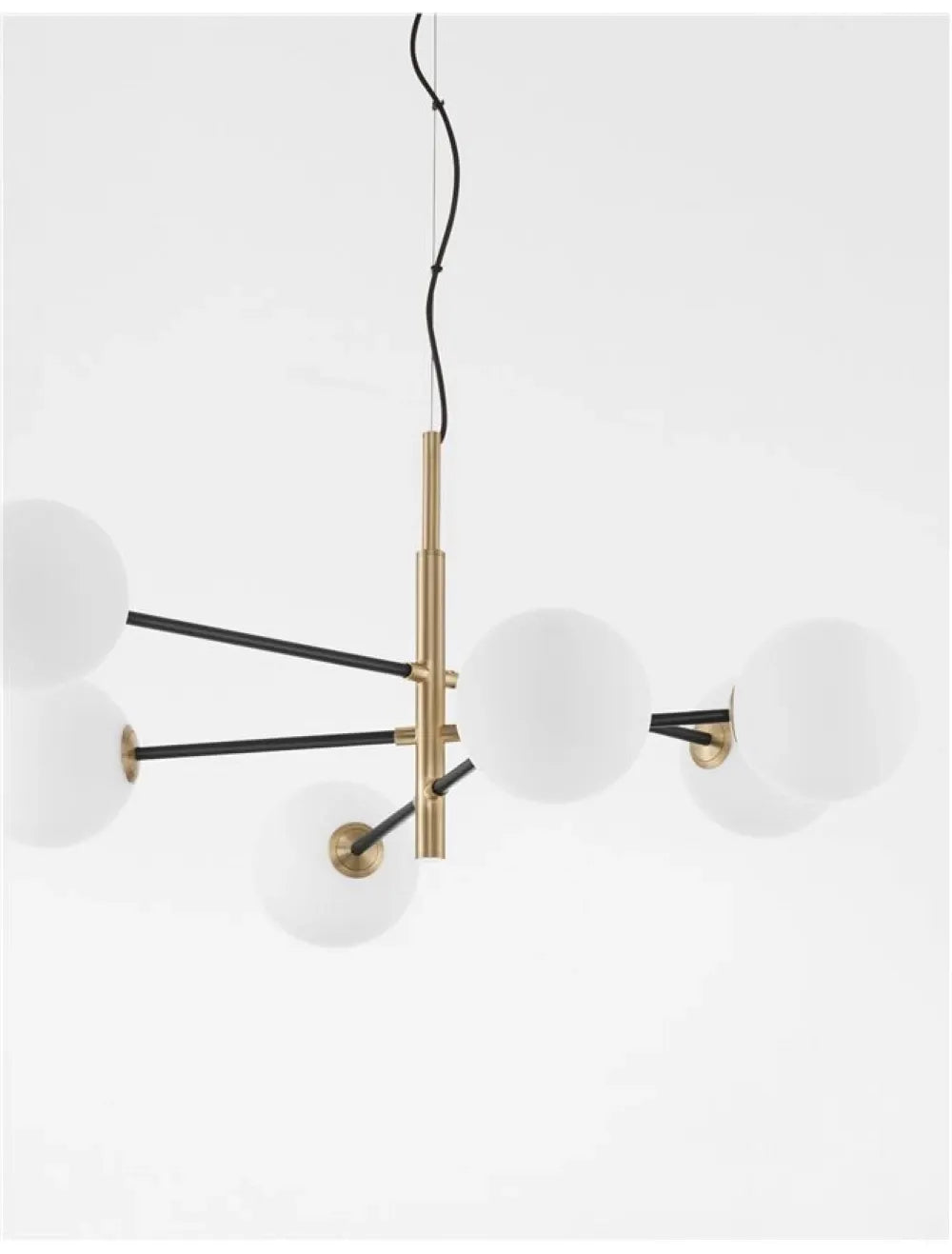 Lustra structura din Metal Negru/Auriu si abajur din Sticla Alb H136xL103cm IP20 VITRA