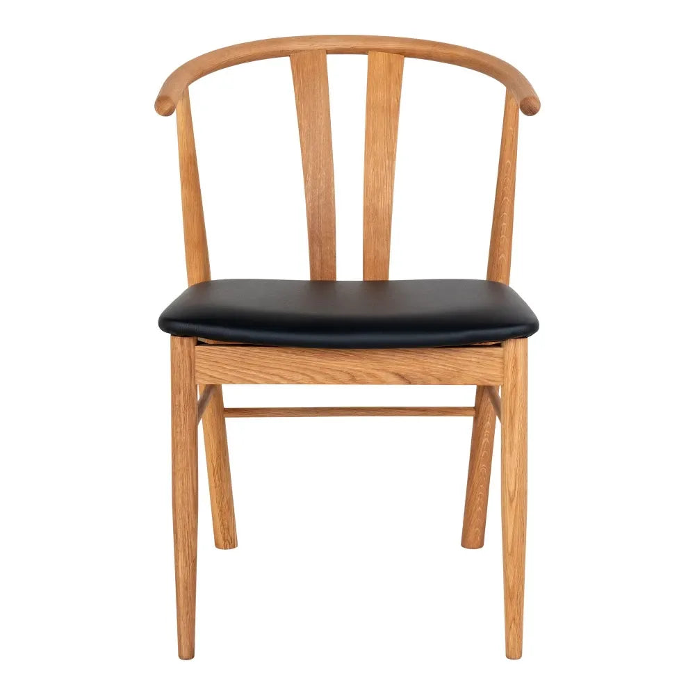 Set 2 scaune din Lemn de stejar Maro si Piele sintetica Negru H77xL54xA56cm Artenara