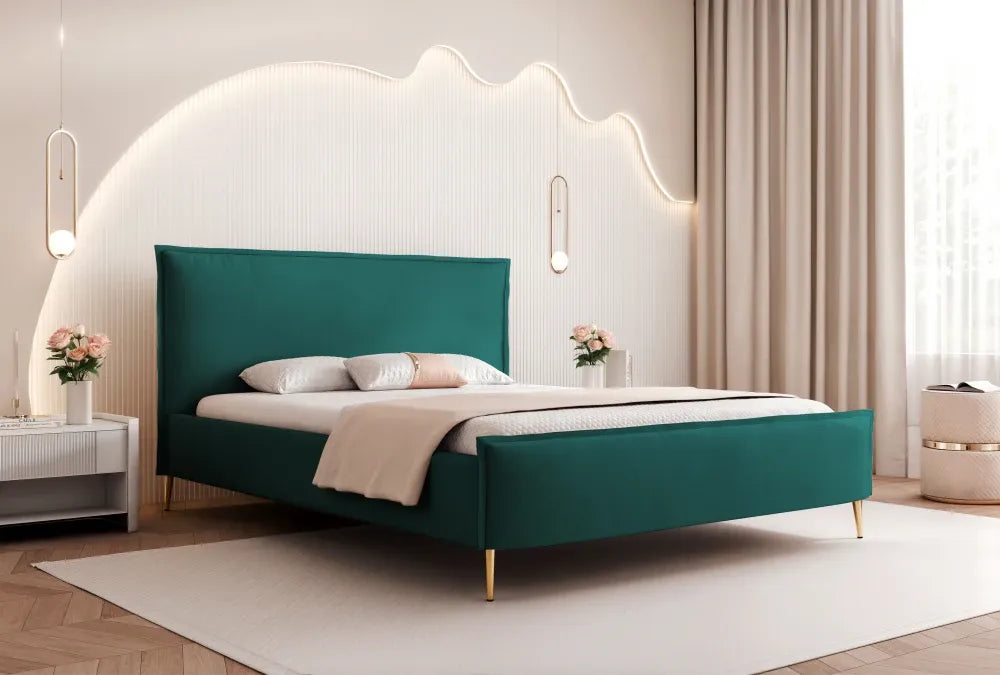 Pat 120 x 200 tapitat cu Catifea Dream velvet Verde smarald Talo