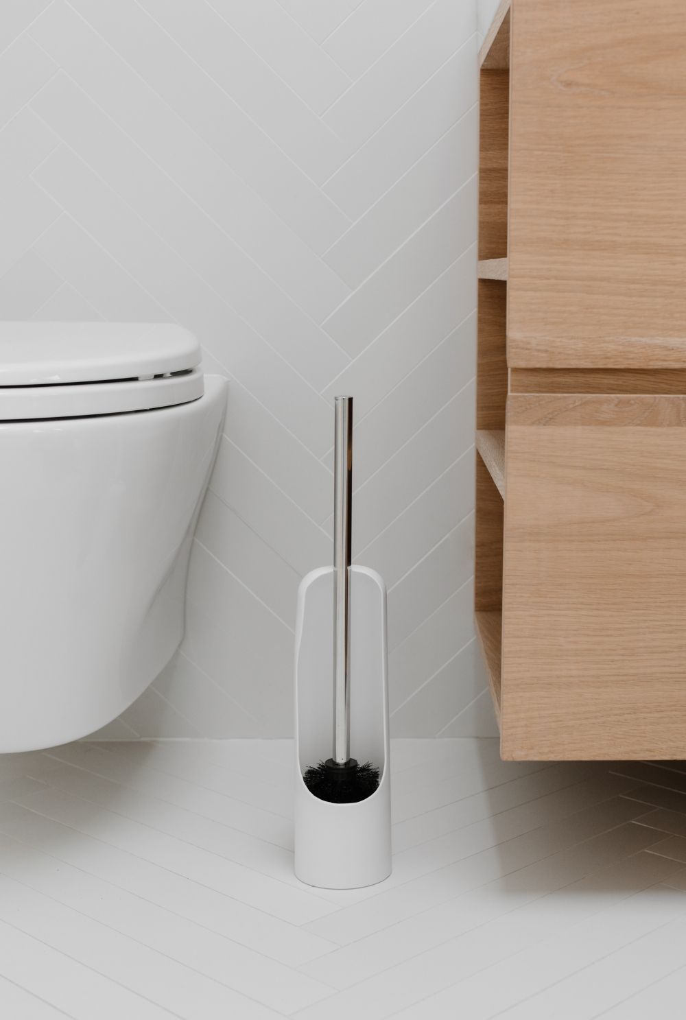 Perie de toaleta din Plastic Alb Touch D9xH44cm