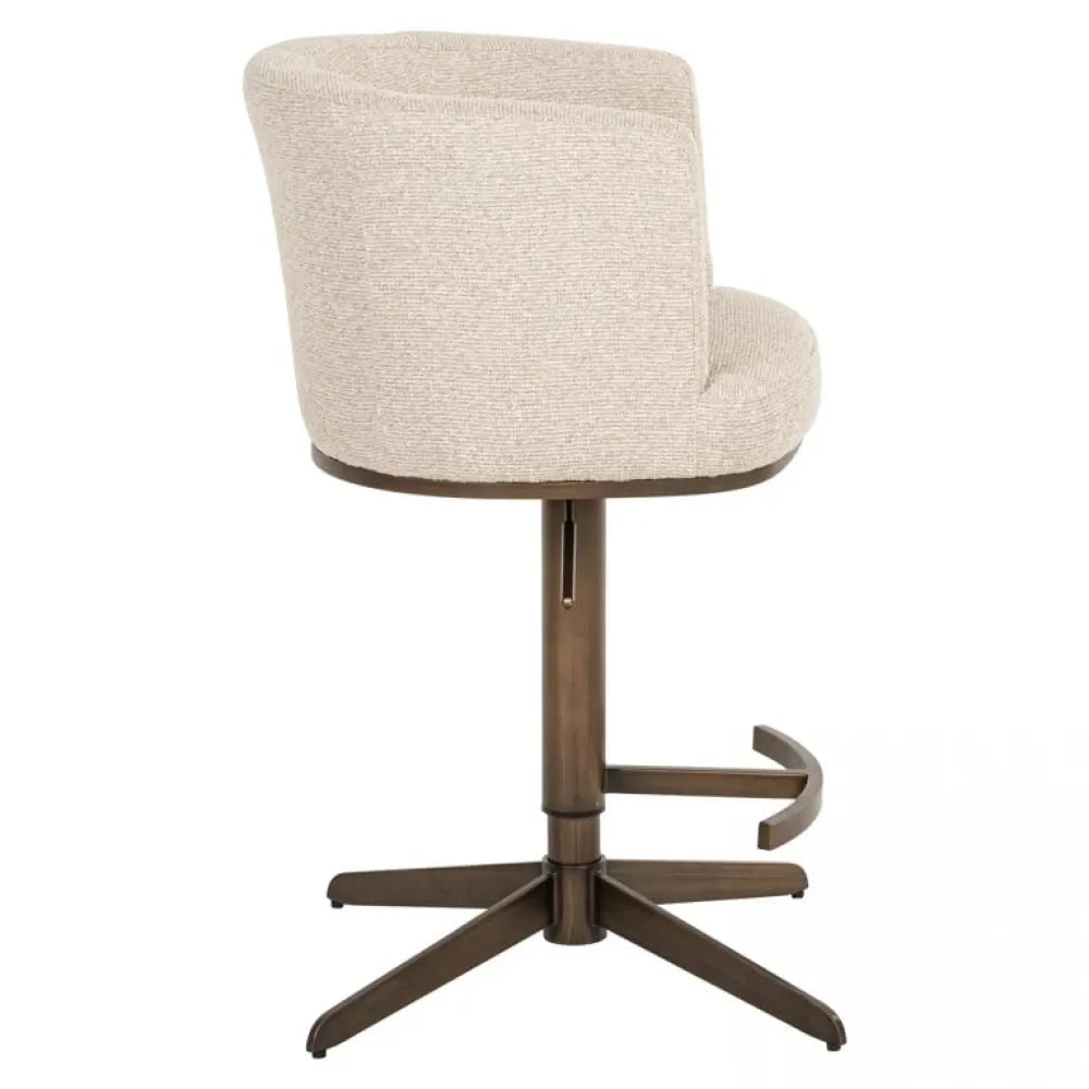 Scaun de bar cu inaltime reglabila tapitat cu Stofa Crem cu picioare din Metal Alama H111-92xL56xA53cm Cheyenne Richmond interiors